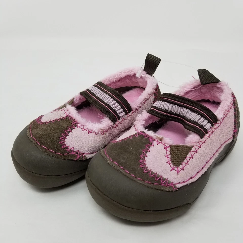 Crocs Infant Girls Pink Brown Faux Fur Closed Toe Slip On Shoes Size C5 - Image 1 of 4