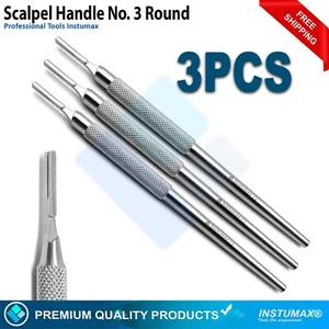 Surgical Scalpel Handle Holder With Round Pattern German Stainless 3Pcs - Picture 1 of 3