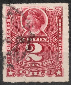 #38 Mi:#33 1894 2c CHILE  Christopher Columbus (1451-1506) - Columbus rouletted - Picture 1 of 2