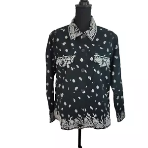 The Quacker Factory Womens Black Paisley Beaded Jacket Long Sleeve Denim Size M - Picture 1 of 16