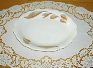 Plato vintage Syracuse China restaurante blanco hojas marrones ~6 1/4" x 7 3/4" - Imagen 1 de 3