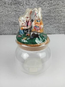 Vtg Eckerd 1995 Medium Glassware Storage Jar & Lid Easter Rabbits - Picture 1 of 7