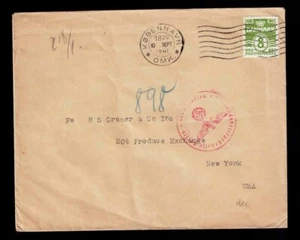 Denmark WWII Cover under German Occupation Sept 10, 1941 to N.Y. Red Nazi censor - Picture 1 of 2