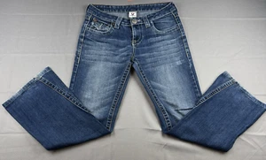 True Religion Jeans Women 28 Blue Joey Big T Y2K Bootcut Flare Jeans Flap Pocket - Picture 1 of 7