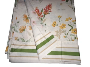 VINTAGE PENNEY BOTANICAL GERANIUM ASTER FLORAL KING/CALIFORNIA KING FLAT SHEET - Picture 1 of 4