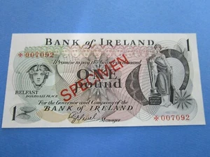 Northern Ireland £1 Pounds Specimen Bank of Ireland Belfast, 1978, UNC - Picture 1 of 11