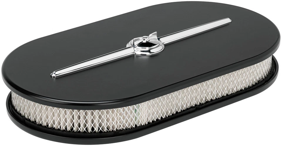 BILLET SPECIALTIES STREAMLINE SATIN BLACK ALUMINUM AIR CLEANER,LARGE OVAL,15424 - Image 1 of 1