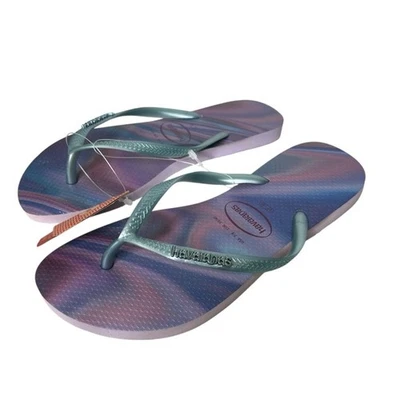 Havaianas 女式修身虹彩海滩拖鞋凉鞋安静丁香紫色 7/8 — 第 1/4 张图片
