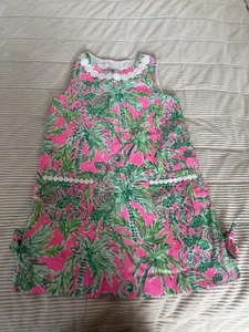 lilly pulitzer little girls Dress size 8 Pink Green Floral Sleeveless Pockets - Picture 1 of 6