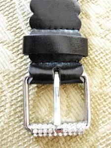 JUSTICE GIRLS BLACK FLOWER PRINT RHINESTONE BELT SZ SMALL DAZZLING! - Picture 1 of 1
