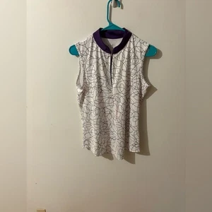 Jofit Purple and White Zip-Up Tank Top Size Medium - Picture 1 of 3