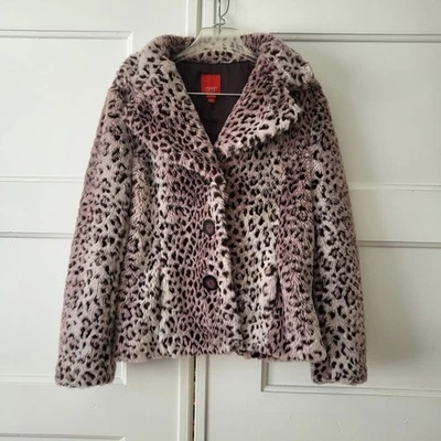 Vintage 90's Y2K LAVENDER Esprit Faux Cheetah Leopard Fur Jacket Coat Jacket S - Image 1 of 4