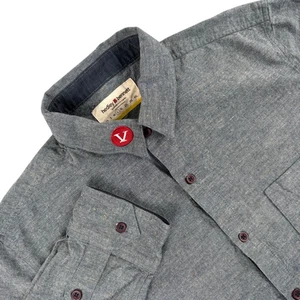 Hedley & Bennett Shirt Mens L Blue Chambray Speckled L/S Button Down Handmade LA - Picture 1 of 12