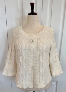 Woman's Size XL Cardigan Sweater by Sonoma, Cream White, 3/4 Slv, Cotton blend - Picture 1 of 8