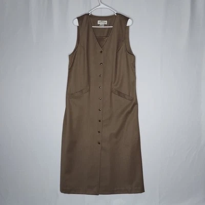 Orvis винтажный кнопка спереди платье 14 шерсти без рукавов vneck коричневый джемпер скромная церковь - Изображение 1 из 4