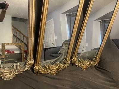 Raro Juego de 3 Espejos Accesorios de Pared Turner Vintage Longitud del Piso Oro Adornado Foto 1 de 4