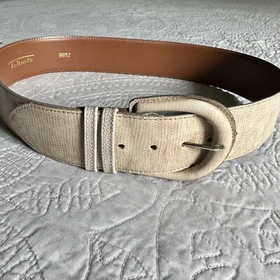 Talbots Beige Snakeskin Pattern Leather Belt Womens Large Classic - Image 1 of 4