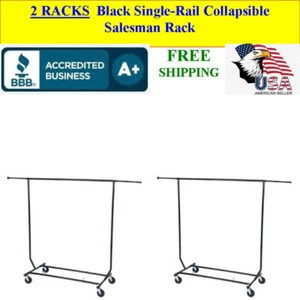2 RACKS Black Single-Rail Collapsible Salesman, Show, Clothing Rack - Picture 1 of 2