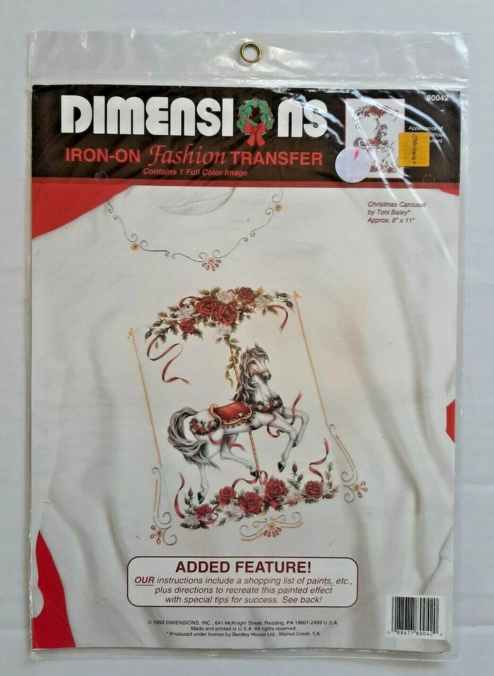 Dimensions Iron-On Fashion Transfer 80042 "Christmas Carousel" Approx. 8" "