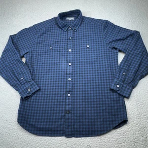 Ash Erie Shirt Men Medium Blue Buffalo Plaid Flannel Rugged Western Casual Gorp - Picture 1 of 10