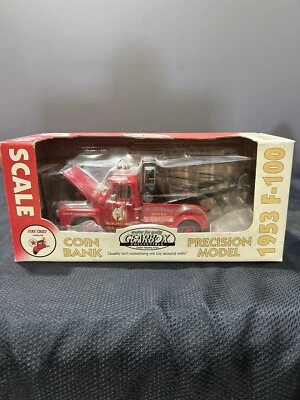 Vintage GEARBOX 1953 Ford F-100 TEXACO FIRE CHIEF BANK 1:24 DieCast Petro Red - Image 1 of 4
