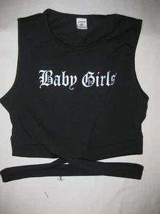 Shein tween girls Baby Girls graphic cutout strappy hem crop tank top black nip - Picture 1 of 1