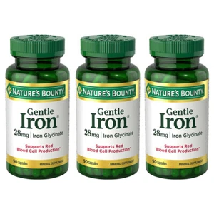 Nature’s Bounty Gentle Iron. Red Blood Cell Production. 28 mg. 90 Cap. Pack of 3 - Picture 1 of 4