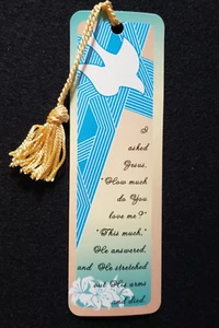 Lesezeichen mit Vers und Quaste - inspirierendes Geschenk - "Ich fragte Jesus" kostenloser Versand - Bild 1 von 2