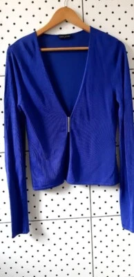 KAREN MILLEN Women's Knitted Electric Blue Short Cardigan on Lock Size 1 - Image 1 of 4