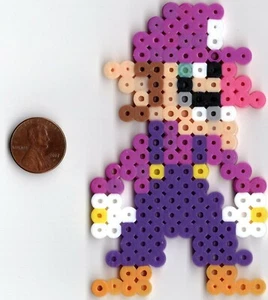 Waluigi Super Mario Bros Maker Costume Bead Sprite Perler Pixel Art Retro - Picture 1 of 1