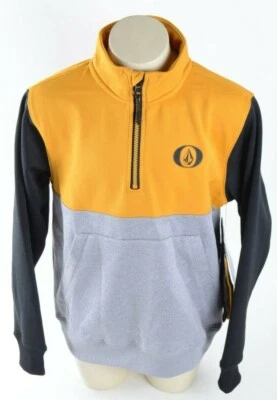 2021 NWT YOUTH VOLCOM STONE 1/4 ZIP FLEECE $60 S Resin Gold relaxed fit  - Image 1 of 4