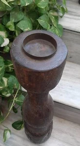 Antique Handcrafted Old Wooden Candle Holder Wooden Pillar Pagah Candle Stand - Picture 1 of 6