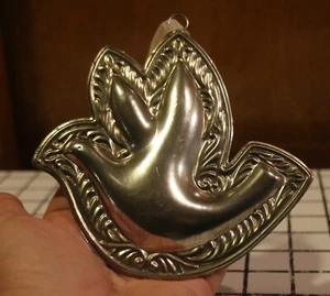 Peace Dove Hammered Tin Christmas Ornament Holiday Handcrafted Hollow 5” - Picture 1 of 3