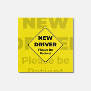 New Driver Safety 4'' X 4'' Square Wooden Coaster - Imagen 1 de 3