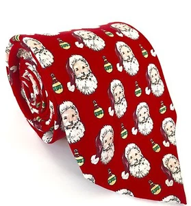 Santa Claus 100% Italian Silk Neck Tie Xmas Ornament Holiday Red Zylos St Nick - Picture 1 of 6