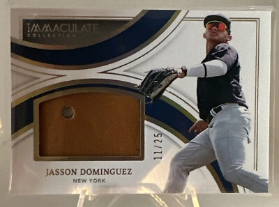 Jasson Dominguez JUMBO FIELD GLOVE PLAYER WORN 11/25! 2022 Immaculate NY YANKEES - Image 1 of 4