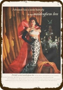 1955 MAIDENFORM BH Vintage Look DEKO BLECHSCHILD SEXY FRAU SOCIAL BUTTERF - Bild 1 von 1