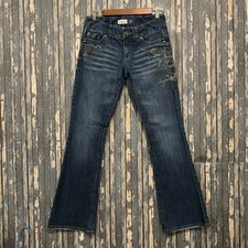 Aeropostale Jeans Size 3/4R Hailey Skinny Flare Embroidered Low Rise Med Wash 
