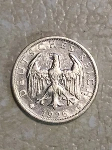 Germany 2 Mark 1926-F Silver Coin - Weimar Republic - Picture 1 of 2