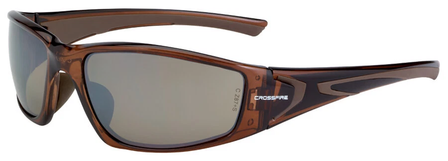Gafas de seguridad Crossfire RPG marco marrón HD marrón flash lente espejo Z87+ Foto 1 de 1