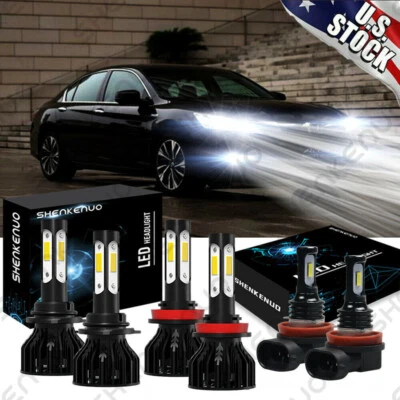 For 2013 2014 2015 Honda Accord -6x Combo LED Headlight Hi/Lo Beam+Fog Light Kit - Image 1 of 4