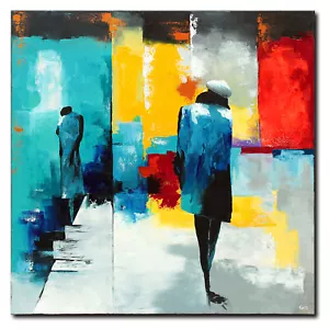 NOVAARTE Acryl Bild Gemälde Frauen Abstrakte Malerei Kunst Modern Stadt ORIGINAL - Bild 1 von 7