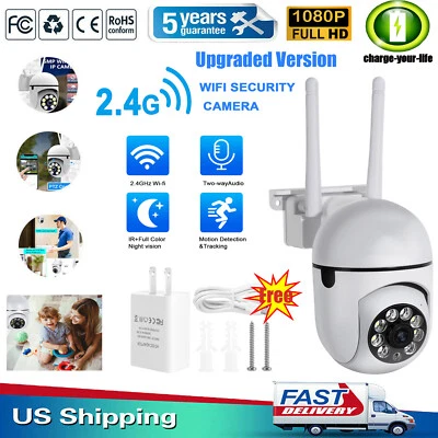 CHARGEYOURLIFE 2024 Wireless WiFi Security Camera System Outdoor Home Night Vision 1080P HD Cam
