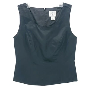 WATHNE Vintage Black Rayon Silk Sleeveless Top Tank Fitted Size 8 10 - Picture 1 of 5