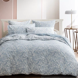 $860 ANNE DE SOLENE ROSEE BLUE SATEEN QUEEN DUVET COVER 3 SHAM 4pc. SET FRANCE - Picture 1 of 8