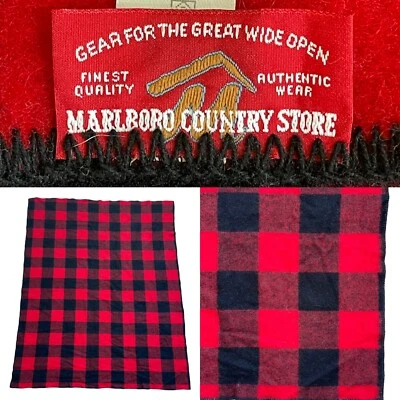 Marlboro Country Store Red Buffalo Plaid Wool Blend Throw Blanket 72”x58” USA - Image 1 of 4
