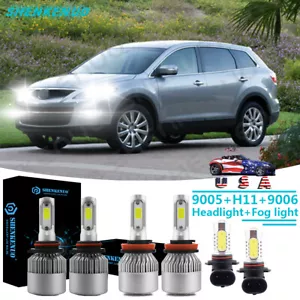 For Mazda CX-9 2007-2012 Combo 6x LED Headlight High Low Beam Fog Light Bulb Kit - Picture 1 of 12