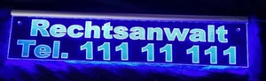 Rechtsanwalt LED Textschild -dein Name Text Telefonnummer personalisierte Gravur - Picture 1 of 12