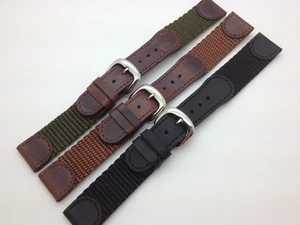 Correa de reloj de nailon de cuero genuino Hadley Roma de 16 mm 18 mm 20 mm para el ejército suizo - Imagen 1 de 14