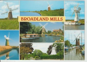 NORFOLK - BROADLAND MILLS MULTIVIEW COLOUR POSTCARD - Picture 1 of 2